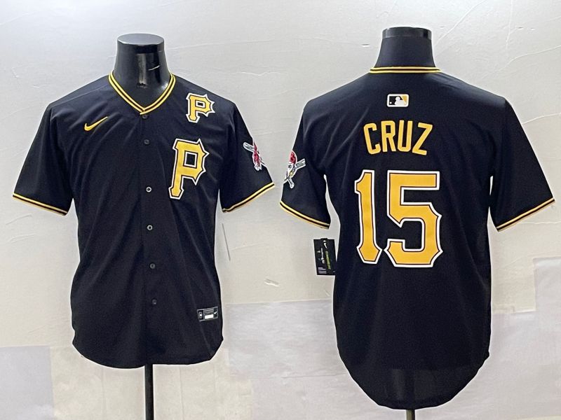 Men Pittsburgh Pirates #15 Cruz Black Game 2025 Nike MLB Jersey style 6